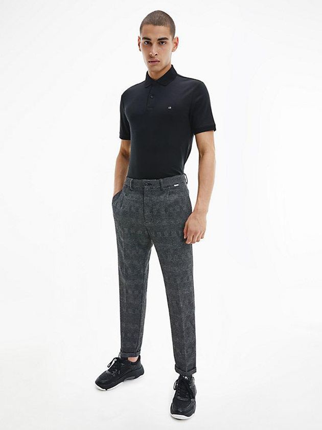 Black Calvin Klein Slim Cotton Piqué Men Polo Shirt | AGJT-28506