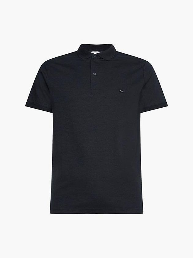 Black Calvin Klein Slim Cotton Piqué Men Polo Shirt | AGJT-28506