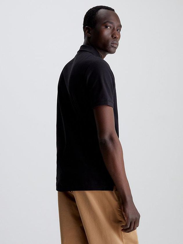 Black Calvin Klein Slim Cotton Piqué Men Polo Shirt | FKLZ-97430