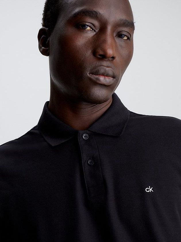 Black Calvin Klein Slim Cotton Piqué Men Polo Shirt | FKLZ-97430