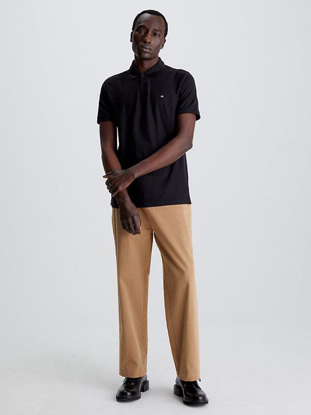 Black Calvin Klein Slim Cotton Piqué Men Polo Shirt | FKLZ-97430