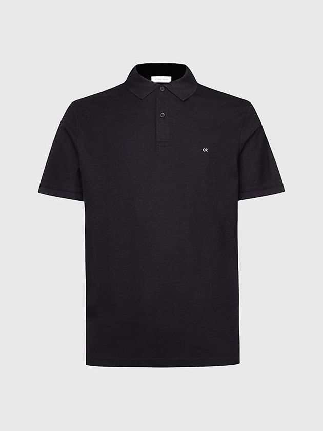 Black Calvin Klein Slim Cotton Piqué Men Polo Shirt | FKLZ-97430