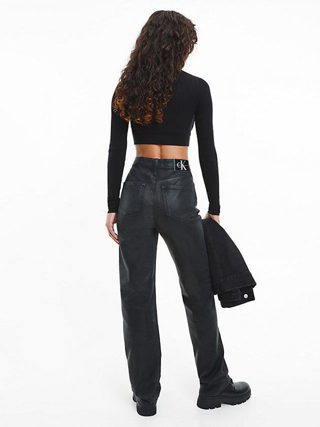 Black Calvin Klein Slim Cropped Cut Out Jumper Women Sweater | NBMW-81745
