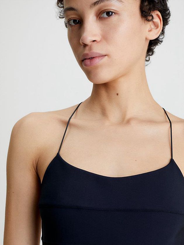 Black Calvin Klein Slim Crossback Slip Women Dress | WESG-56174