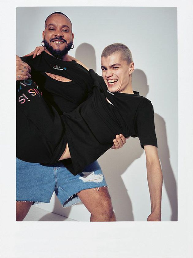 Black Calvin Klein Slim Cut Out - Pride Men T-Shirt | GSKL-15269