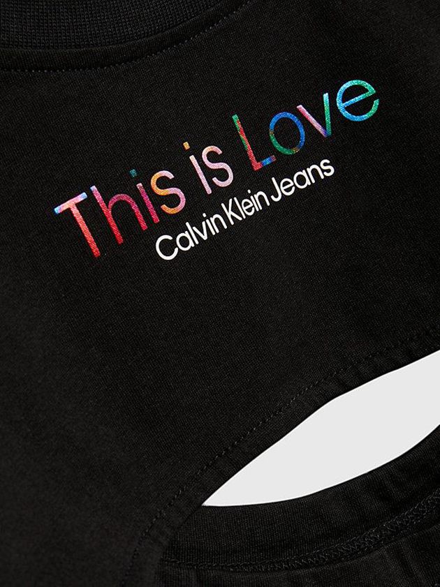 Black Calvin Klein Slim Cut Out - Pride Men T-Shirt | GSKL-15269