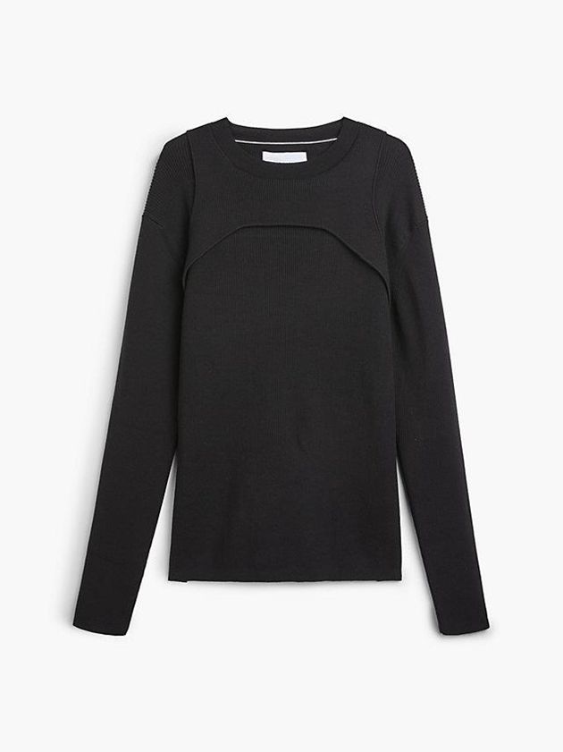 Black Calvin Klein Slim Harness Detail Jumper Men Sweater | GJDQ-84239