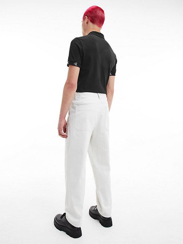 Black Calvin Klein Slim Logo Cuff Men Polo Shirt | GNEW-02169