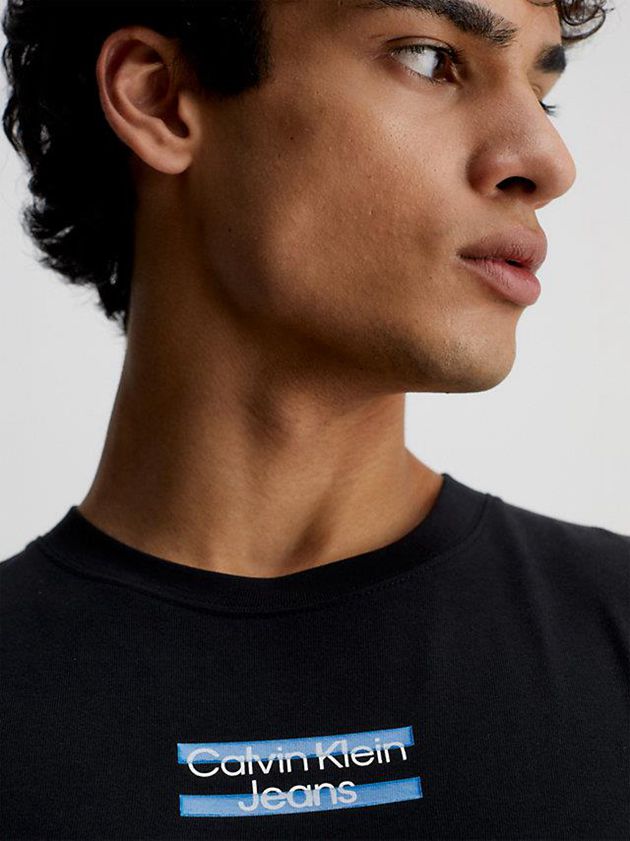 Black Calvin Klein Slim Logo Men T-Shirt | YPTC-34279