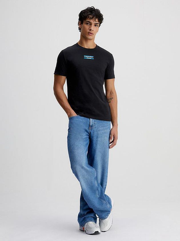 Black Calvin Klein Slim Logo Men T-Shirt | YPTC-34279