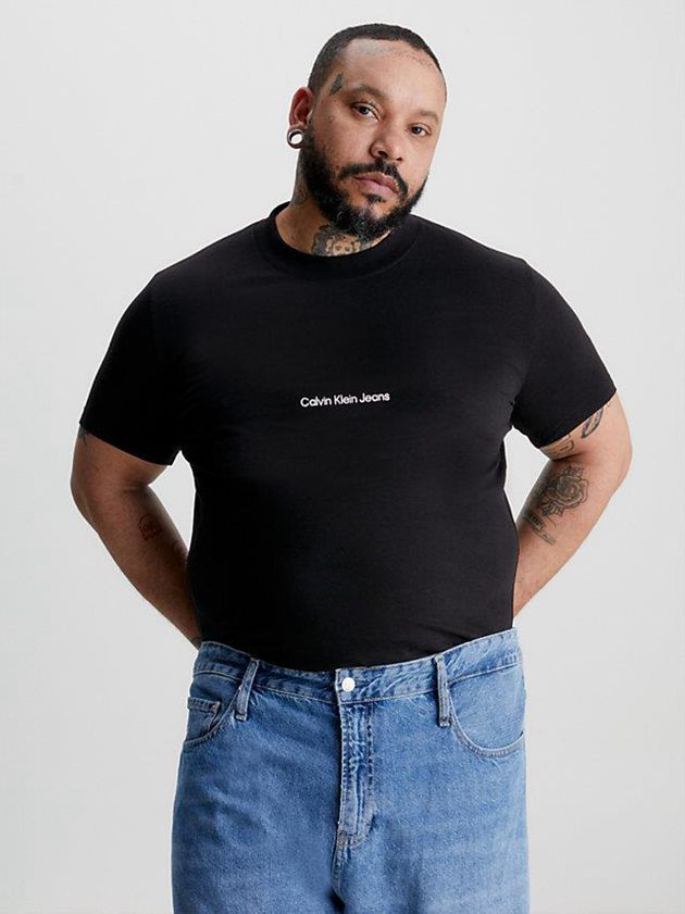Black Calvin Klein Slim Logo Men T-Shirt | QVTX-94852