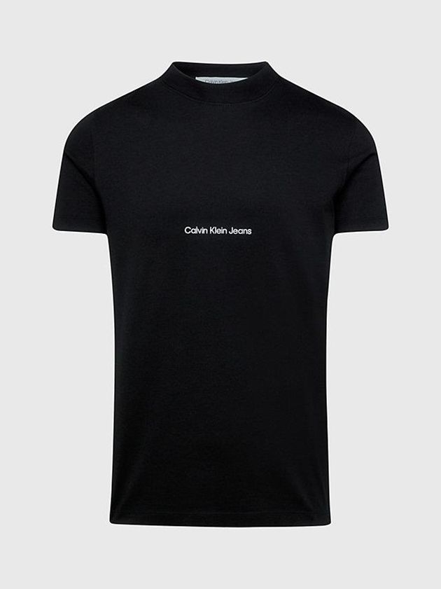 Black Calvin Klein Slim Logo Men T-Shirt | QVTX-94852