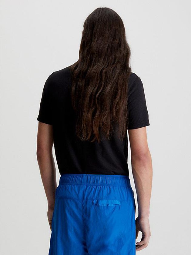 Black Calvin Klein Slim Logo Tab Men T-Shirt | JSHC-98475