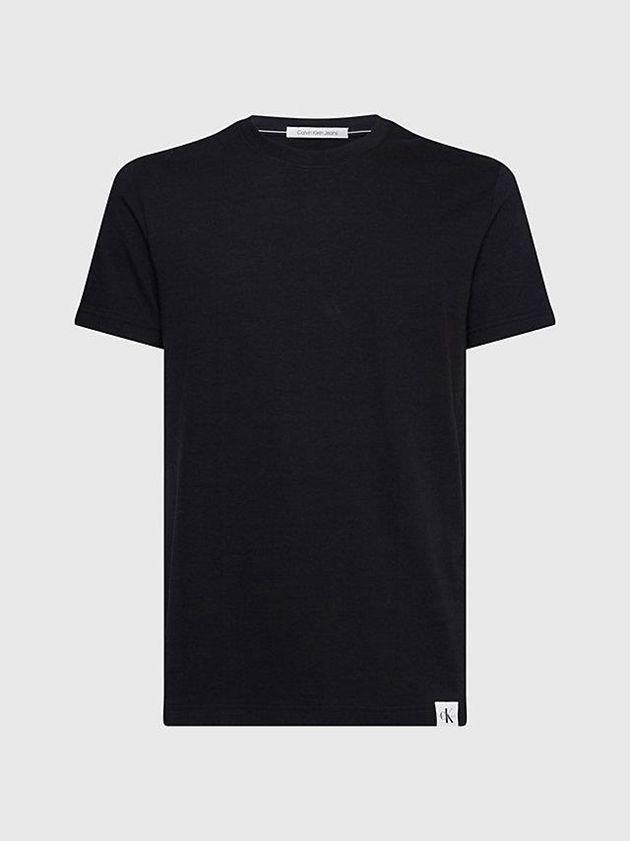 Black Calvin Klein Slim Logo Tab Men T-Shirt | JSHC-98475