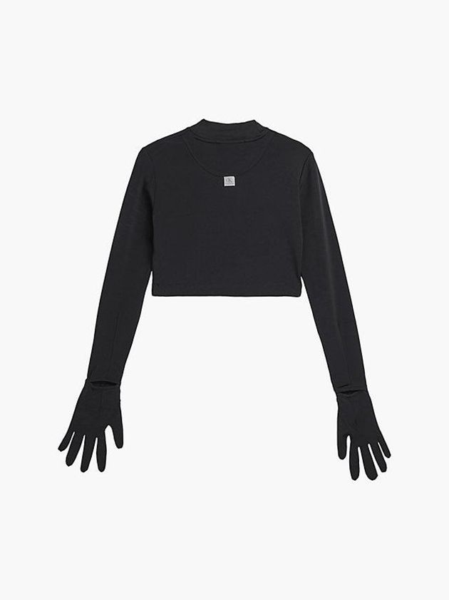 Black Calvin Klein Slim Long Sleeve Glove Women T-Shirt | AVHB-35167