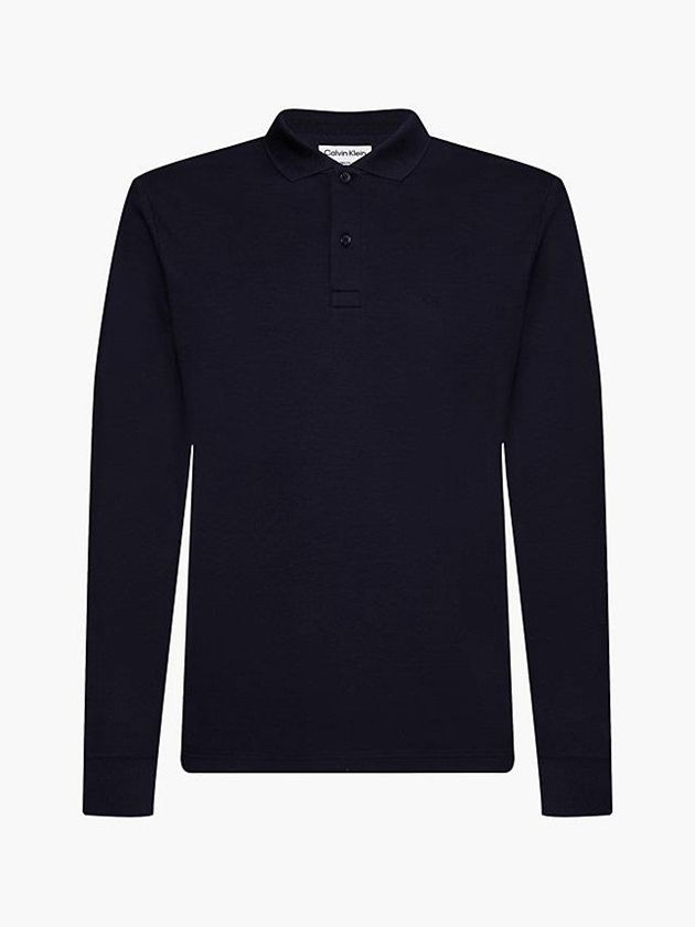Black Calvin Klein Slim Long Sleeve Men Polo Shirt | JVHX-70452