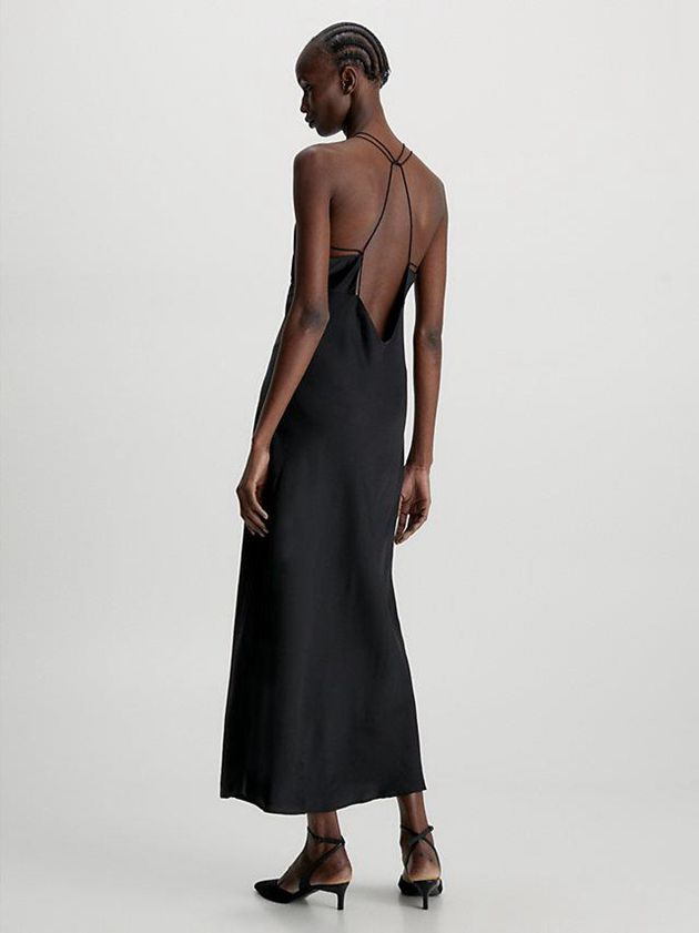 Black Calvin Klein Slim Low Back Slip Women Dress | DTVP-20574