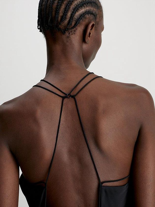 Black Calvin Klein Slim Low Back Slip Women Dress | DTVP-20574