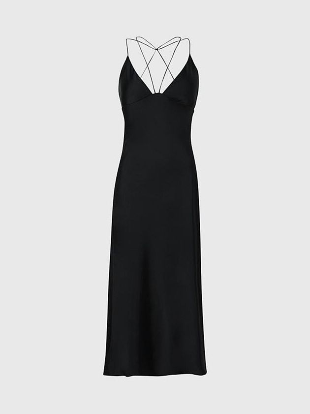 Black Calvin Klein Slim Low Back Slip Women Dress | DTVP-20574