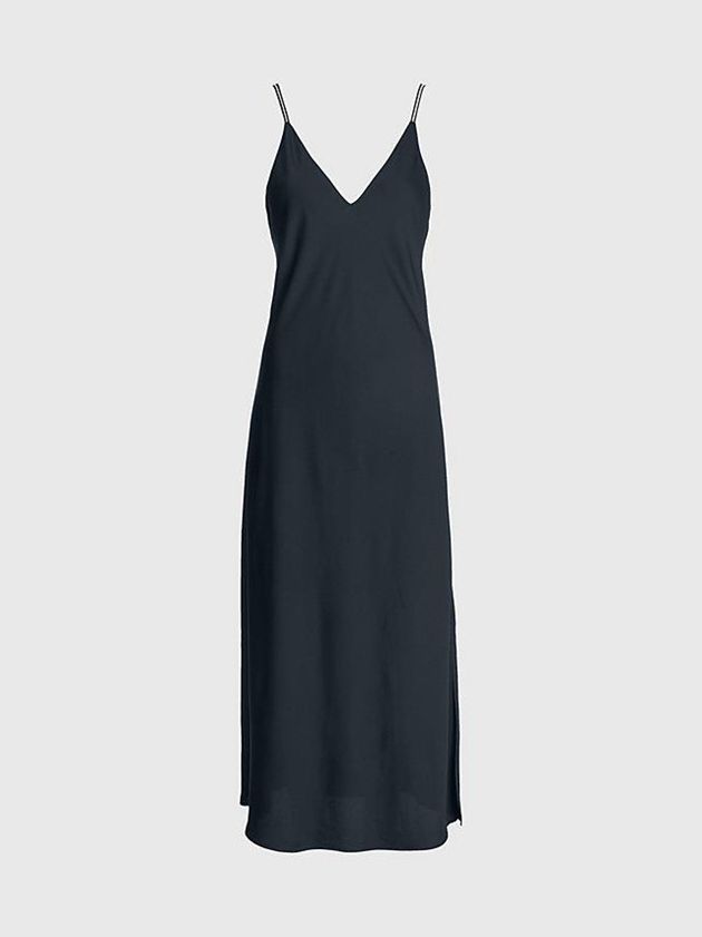 Black Calvin Klein Slim Midi Slip Women Dress | TKEY-20931