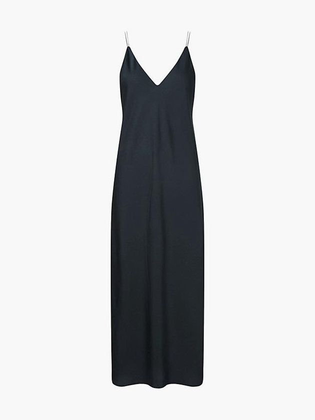 Black Calvin Klein Slim Midi Slip Women Dress | TKEY-20931