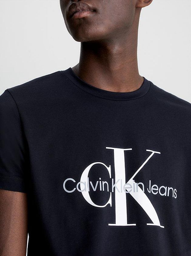 Black Calvin Klein Slim Monogram Men T-Shirt | OIGR-49062