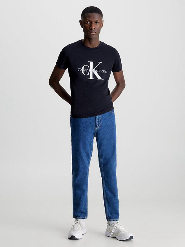 Black Calvin Klein Slim Monogram Men T-Shirt | OIGR-49062