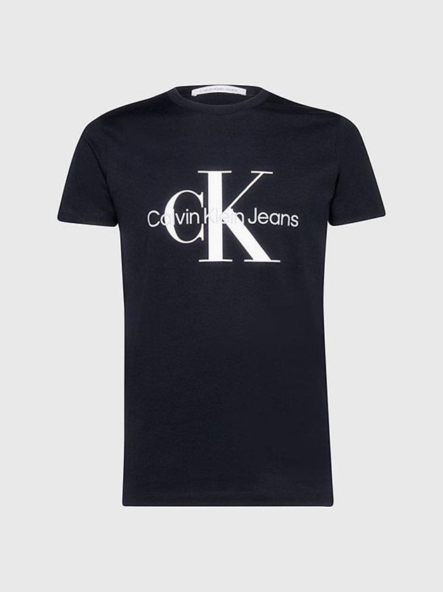 Black Calvin Klein Slim Monogram Men T-Shirt | OIGR-49062