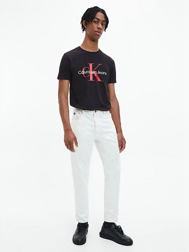 Black Calvin Klein Slim Monogram Men T-Shirt | SIMP-92810