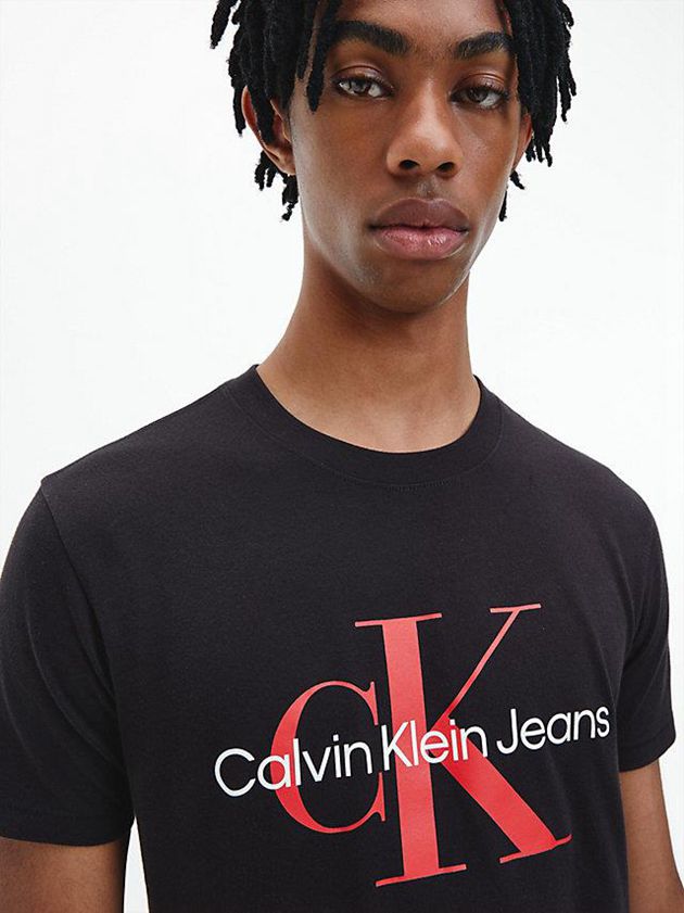 Black Calvin Klein Slim Monogram Men T-Shirt | SIMP-92810