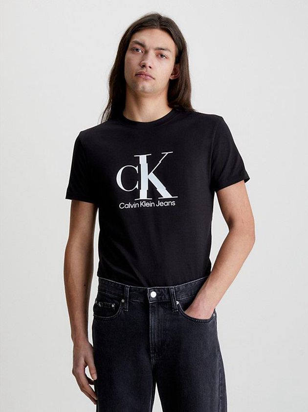 Black Calvin Klein Slim Monogram Men T-Shirt | CKDN-89461