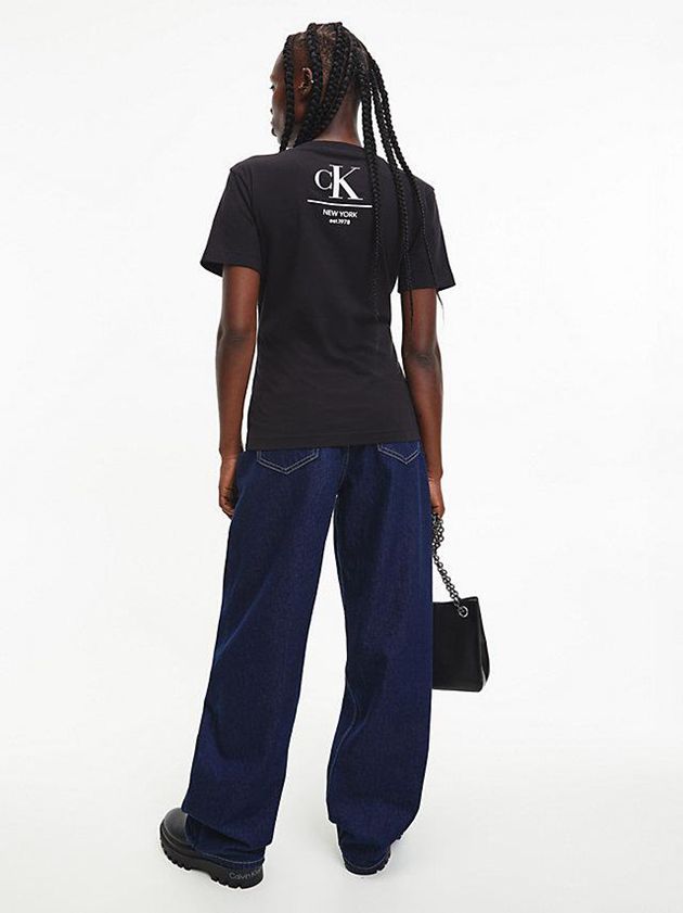 Black Calvin Klein Slim Monogram Women T-Shirt | NZFC-56183