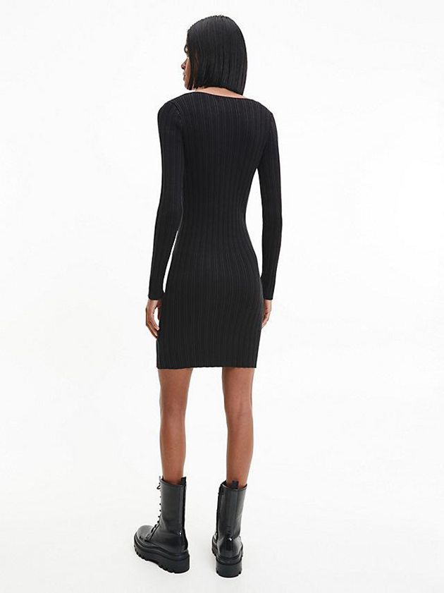 Black Calvin Klein Slim Organic Cotton Bustier Women Dress | HGQF-94185