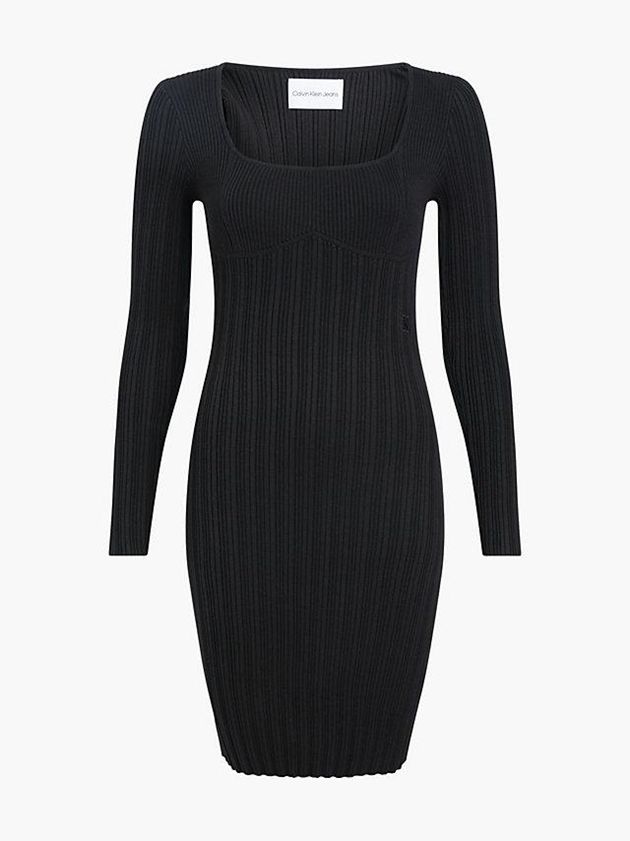 Black Calvin Klein Slim Organic Cotton Bustier Women Dress | HGQF-94185