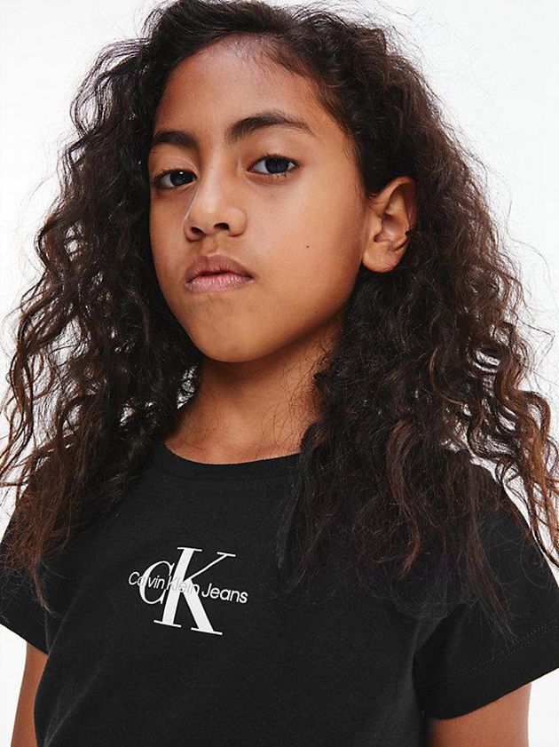 Black Calvin Klein Slim Organic Cotton Girls's T-Shirt | FMRY-73549