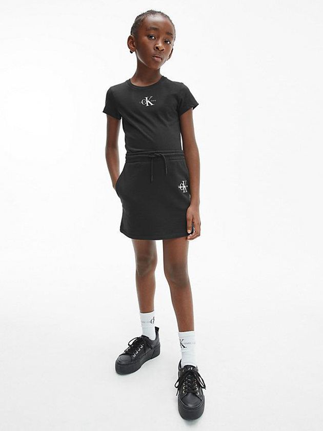 Black Calvin Klein Slim Organic Cotton Girls's T-Shirt | FMRY-73549