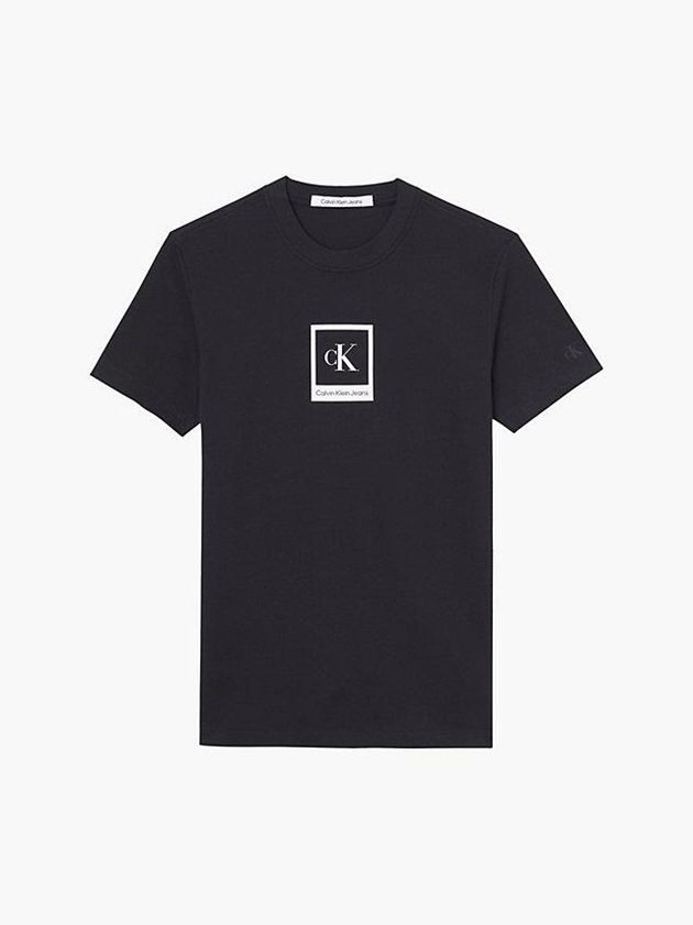 Black Calvin Klein Slim Organic Cotton Logo Men T-Shirt | PRVI-80239