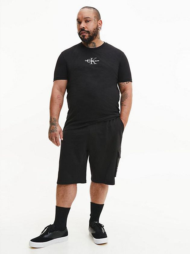 Black Calvin Klein Slim Organic Cotton Logo Men T-Shirt | FHCW-42095