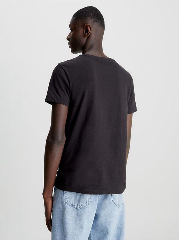 Black Calvin Klein Slim Organic Cotton Logo Men T-Shirt | PBNQ-40657