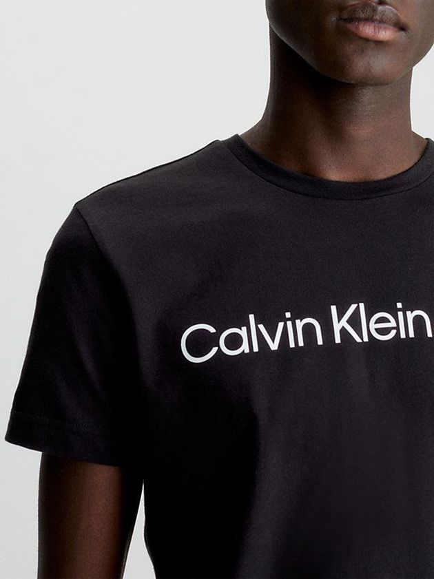 Black Calvin Klein Slim Organic Cotton Logo Men T-Shirt | PBNQ-40657