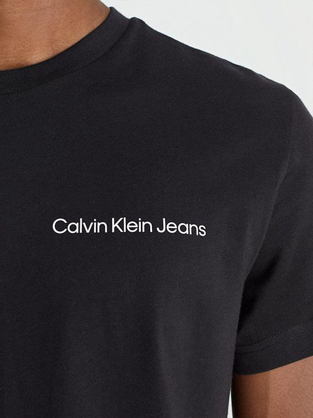 Black Calvin Klein Slim Organic Cotton Logo Men T-Shirt | OQNT-16432
