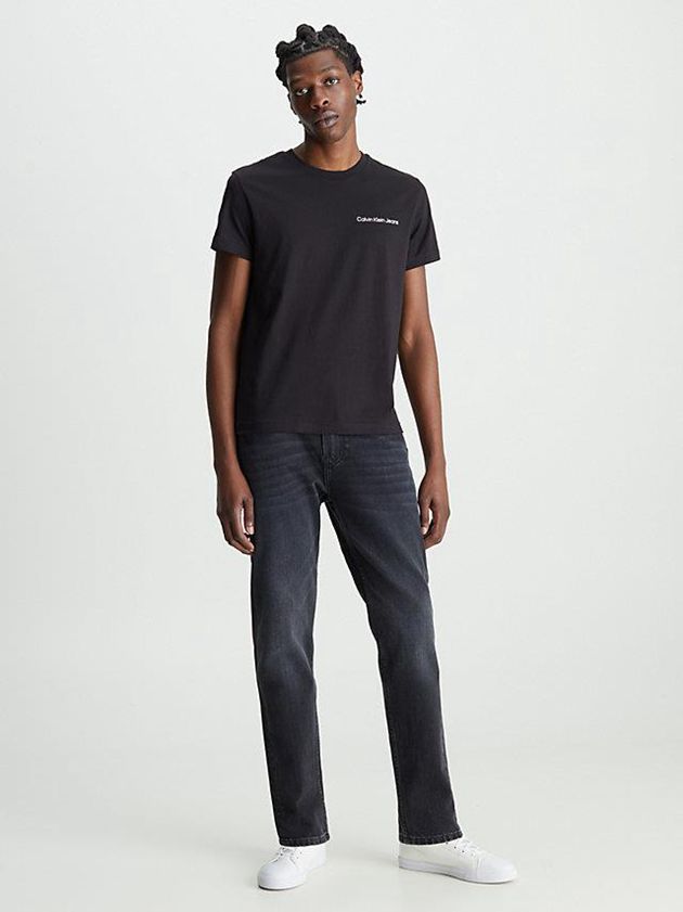 Black Calvin Klein Slim Organic Cotton Logo Men T-Shirt | OQNT-16432