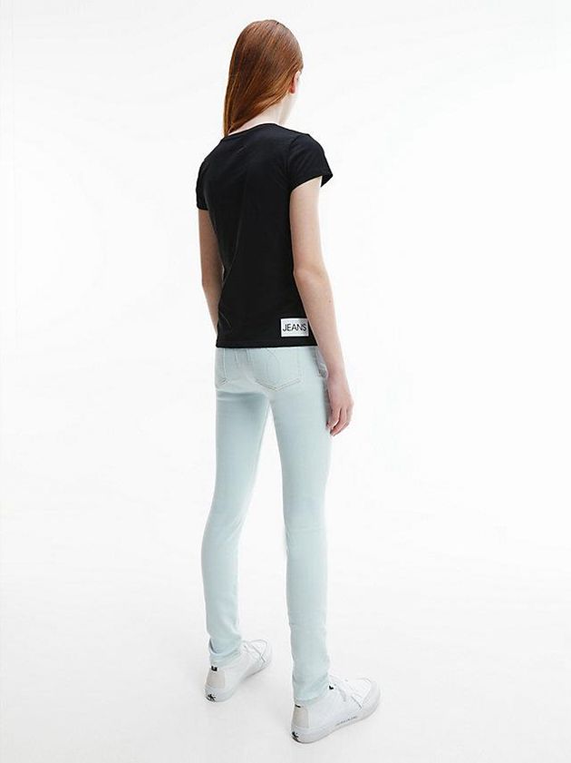 Black Calvin Klein Slim Organic Cotton Logo Girls's T-Shirt | NTGR-67184
