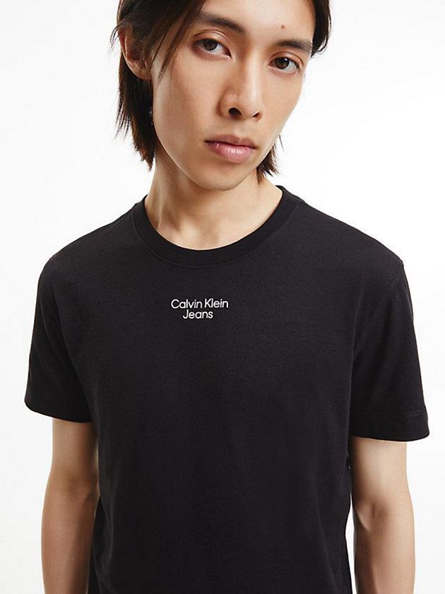 Black Calvin Klein Slim Organic Cotton Men T-Shirt | JENZ-45078