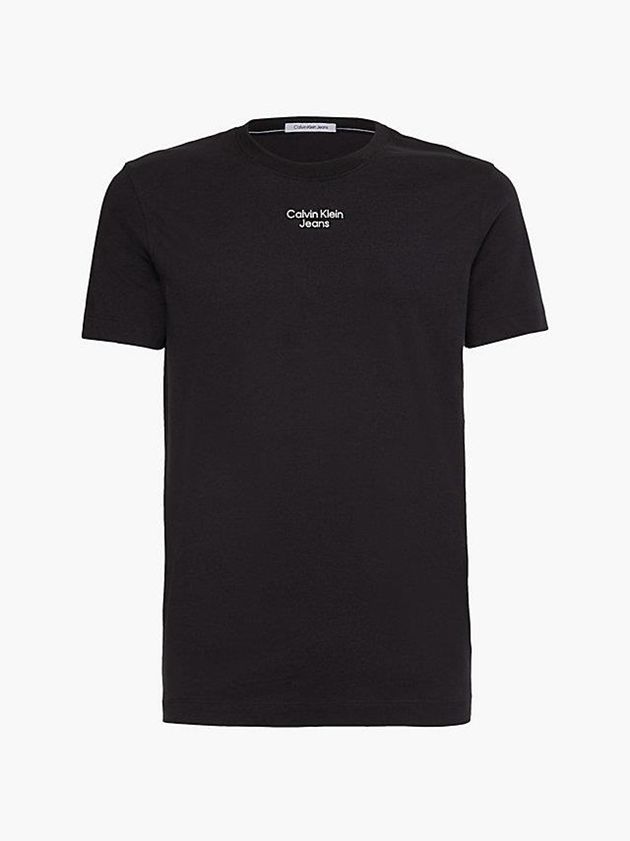 Black Calvin Klein Slim Organic Cotton Men T-Shirt | JENZ-45078