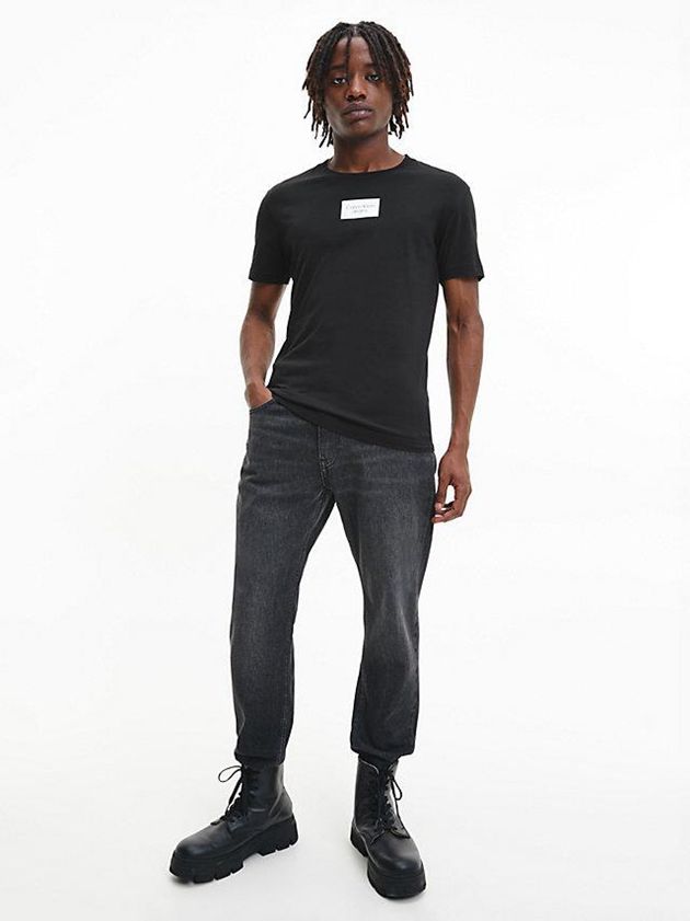 Black Calvin Klein Slim Organic Cotton Men T-Shirt | SVUC-69840