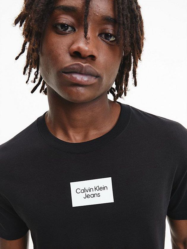 Black Calvin Klein Slim Organic Cotton Men T-Shirt | SVUC-69840