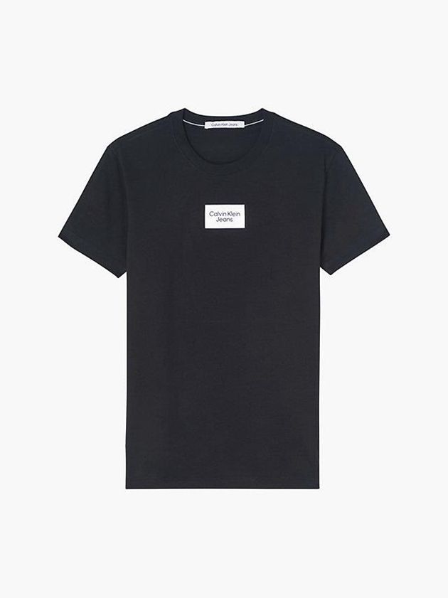 Black Calvin Klein Slim Organic Cotton Men T-Shirt | SVUC-69840