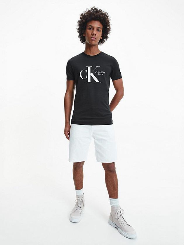 Black Calvin Klein Slim Organic Cotton Men T-Shirt | WNBZ-46239