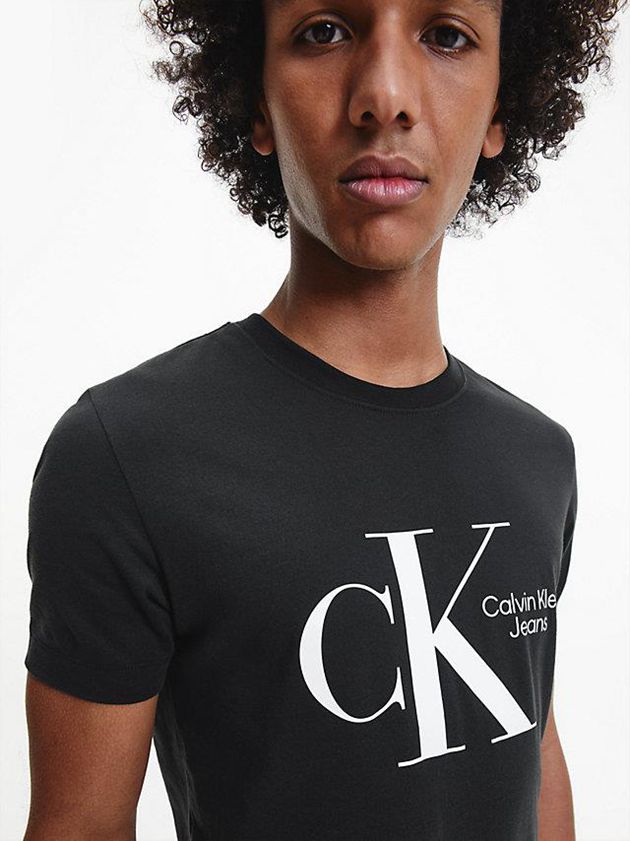 Black Calvin Klein Slim Organic Cotton Men T-Shirt | WNBZ-46239